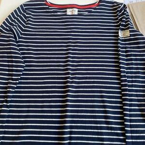 Joules Navy and White Striped Top